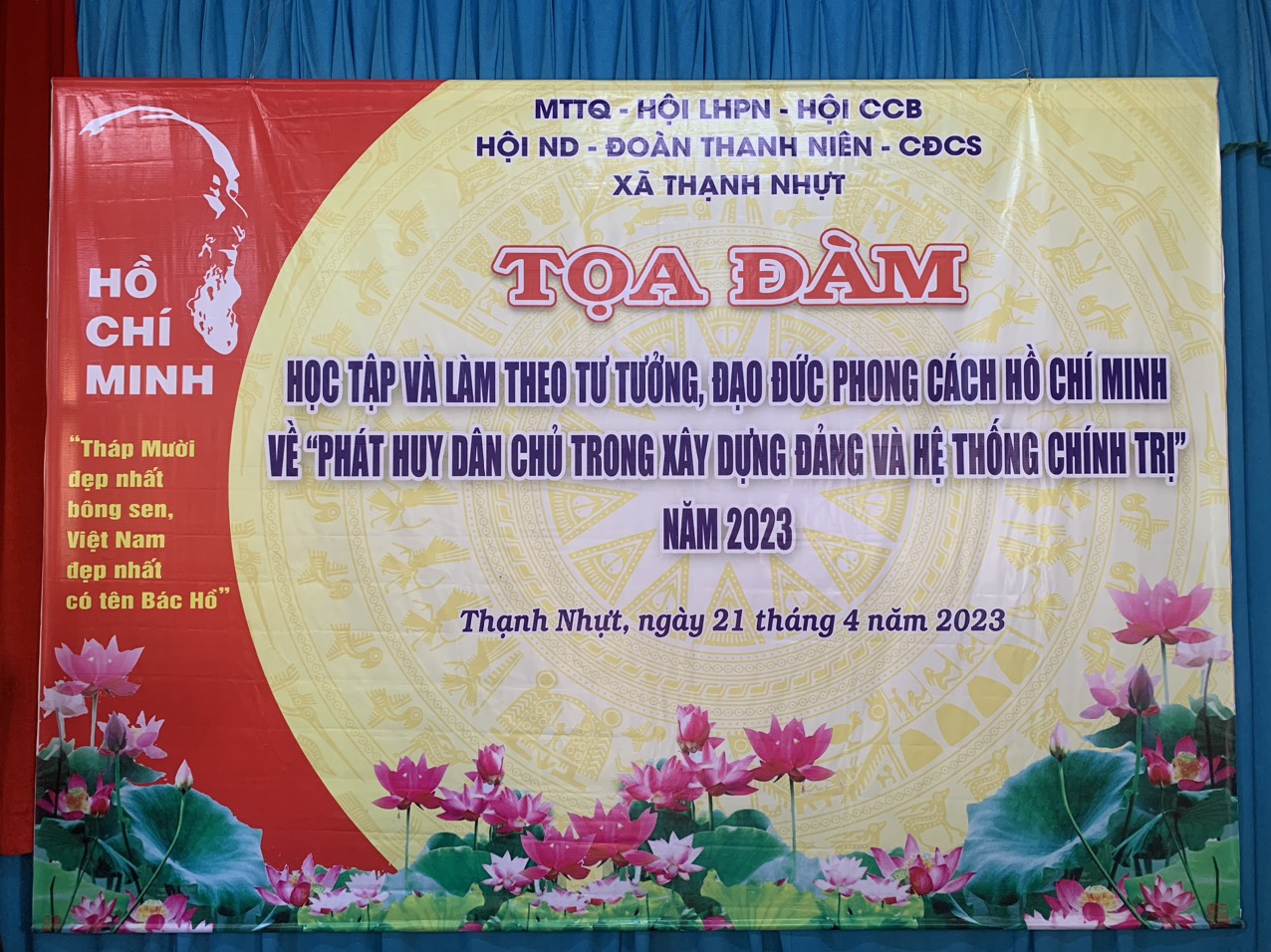 Xã Thạnh Nhựt tổ chức Toạ đàm “ Học tập và làm theo tư tưởng, đạo đức, phong cách Hồ Chí Minh về phát huy dân chủ trong xây dựng Đảng và hệ thống chính trị”